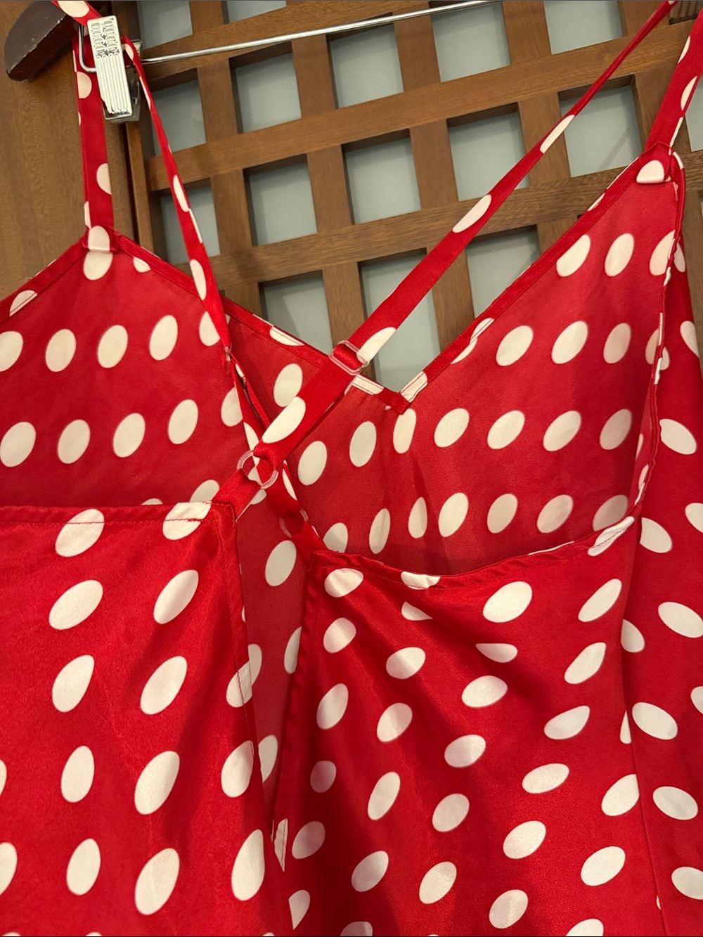 NWOT Victoria’s Secret Red White Polka Dot Satin Slip Dress Nightgown Sz Large - Picture 6 of 7